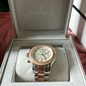 Michele original south beach yacht watch rose gold and silver